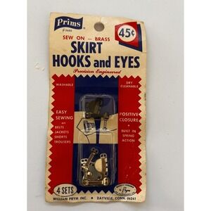 Vintage PRIMS Brass Rustproof Skirt‎ Hooks & Eyes Prym Inc 4 Sets New Old Stock